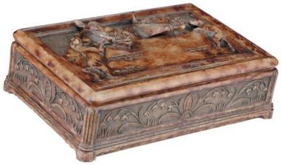 Box EQUESTRIAN Lodge Horse Hinged Lid Chestnut Resin Hand-Painted Hand-Cast
